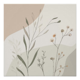 Abstract Botanical Wall Art – Minimal Wildflower N Perfect Poster