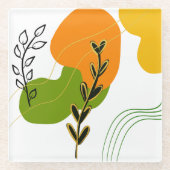 Abstract botanisch blad glazen onderzetter (Voorkant)