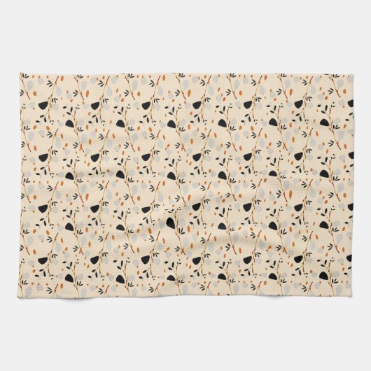 Abstract botanisch patroon met minimalistische vor theedoek (Horizontaal)