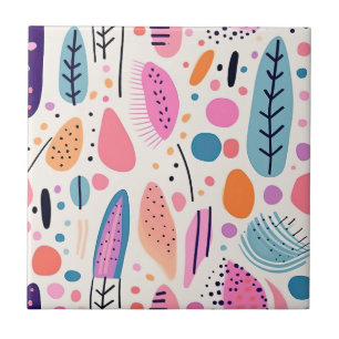 Abstract Botanisch Patroon Pastel BOHO Chic Tegeltje