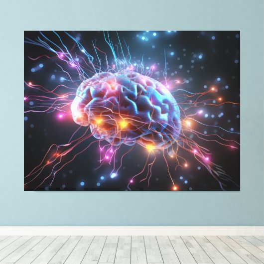 Abstract brein met neuronen canvas afdruk (Insitu (Houten vloer))