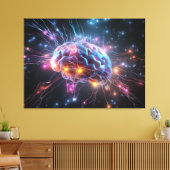 Abstract brein met neuronen canvas afdruk (Insitu (Woonkamer))