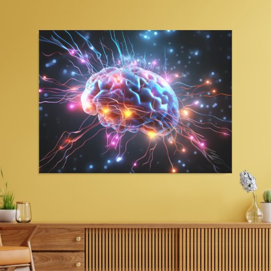 Abstract brein met neuronen canvas afdruk (Insitu (Woonkamer))