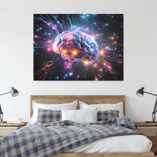 Abstract brein met neuronen canvas afdruk (Insitu (Slaapkamer))
