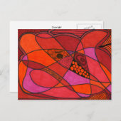 abstract Briefkaart "Studie in Reds" (Voorkant / Achterkant)