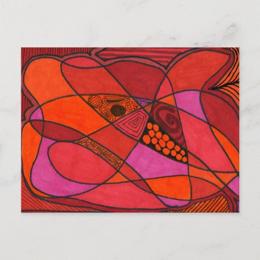 abstract Briefkaart "Studie in Reds" (Voorkant)