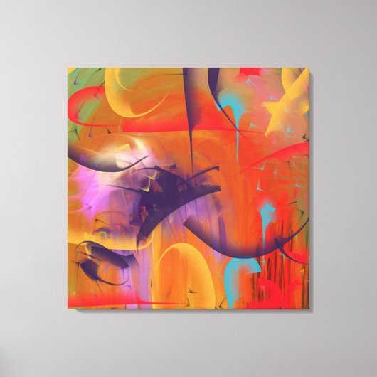 Abstract Bright Beauty Sinaasappel Paarse Goud Canvas Afdruk (Voorkant)