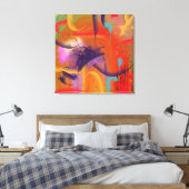 Abstract Bright Beauty Sinaasappel Paarse Goud Canvas Afdruk (Insitu (Slaapkamer))