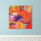Abstract Bright Beauty Sinaasappel Paarse Goud Canvas Afdruk (Insitu (Houten vloer))