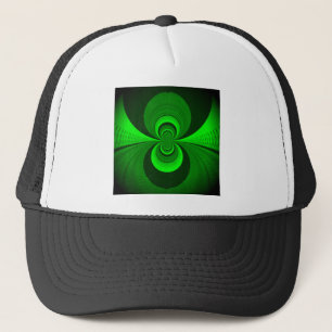 Abstract Bright Green Groovy Kaleidoscope Patroon Trucker Pet