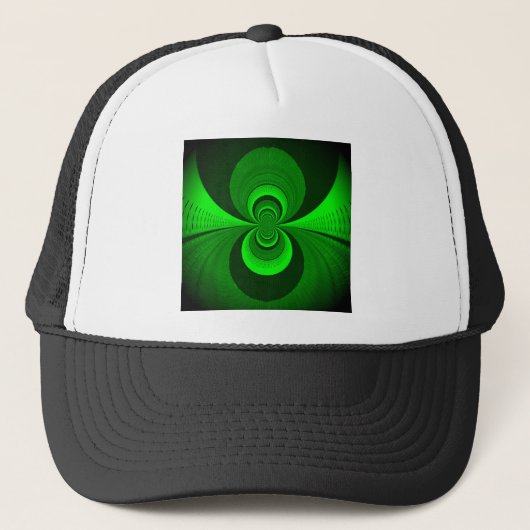 Abstract Bright Green Groovy Kaleidoscope Patroon Trucker Pet (Voorkant)