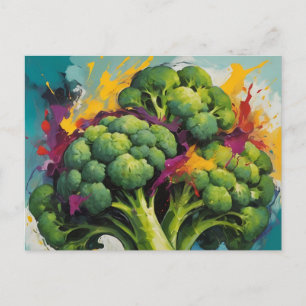 Abstract broccolipatroon met gedurfde penseelstrek briefkaart