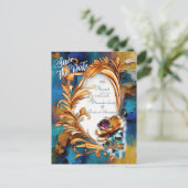 Abstract brons, goudblauw Barok stijl Aankondigingskaart (Staand voorkant)