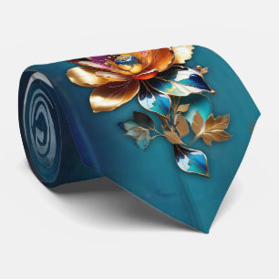 Abstract brons, goudblauw Barok stijl Stropdas