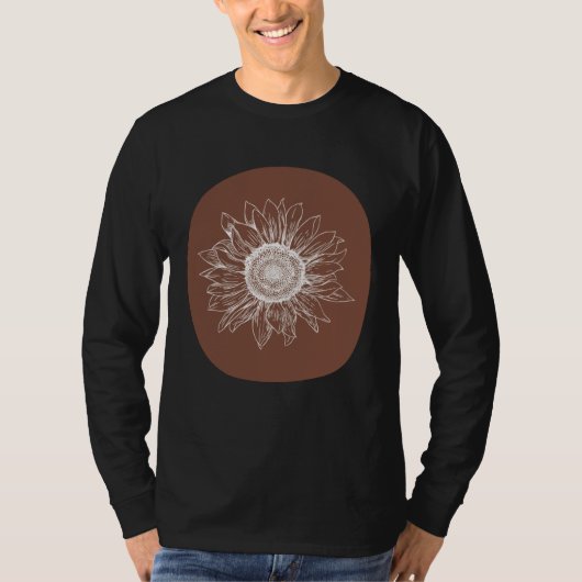 Abstract Brown Pastel Boho Sunflower Minimalistic  T-shirt (Voorkant)