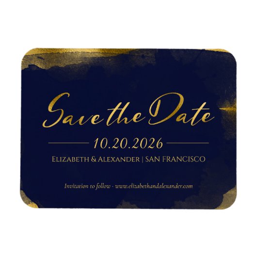 Abstract Bruiloft Bewaar de Datum Uitnodigingen |  Magneet (Horizontaal)