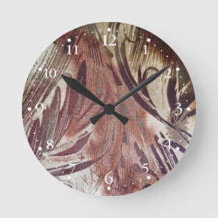 Abstract Bruin Bloemmotief 2 Ronde Klok