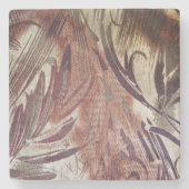 Abstract Bruin Bloemmotief 2 Stenen Onderzetter (Voorkant)