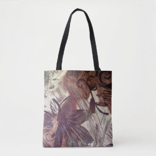 Abstract bruin bloemontwerp 1 draagtas