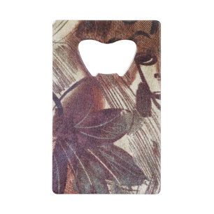 Abstract bruin Floral Design 1 Kredietkaart Flessenopener