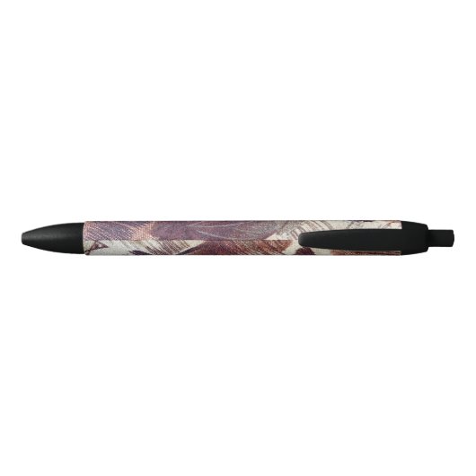 Abstract bruin Floral Design 1 Zwarte Inkt Pen (Achterkant)