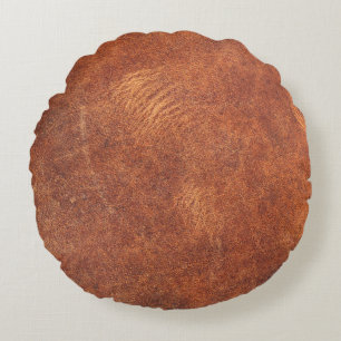 abstract bruin leder, achtergrondleder,t rond kussen