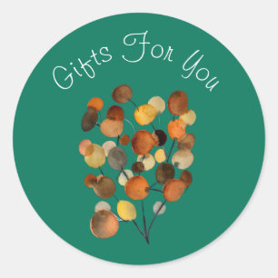 Abstract bruin op blauwgroen Gift business brandme Ronde Sticker