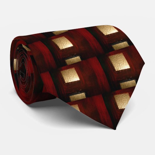 Abstract bruin rood goud stropdas (Opgerold)