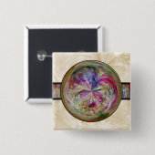 Abstract bubbelmandala met lint vierkante button 5,1 cm (Voorkant /achterkant)