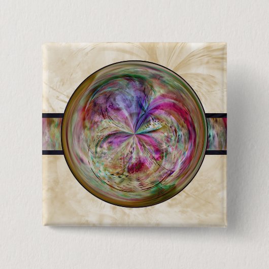 Abstract bubbelmandala met lint vierkante button 5,1 cm (Voorkant)