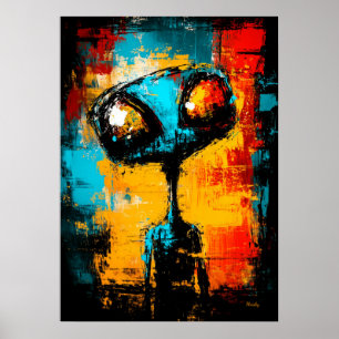 Abstract Buitenaards Expressionistisch Portret Poster