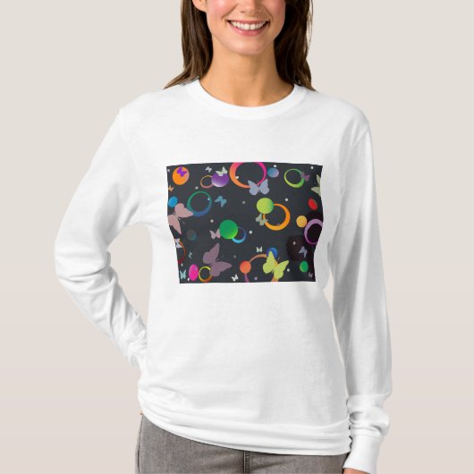 Abstract Butterflies and Geometric Circles Pattern T-shirt (Voorkant)
