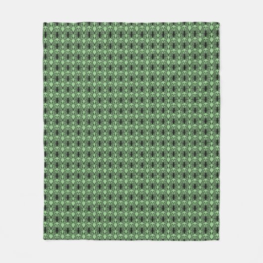 Abstract Butterfly Pattern Sage Green Fleece Deken (Voorkant)
