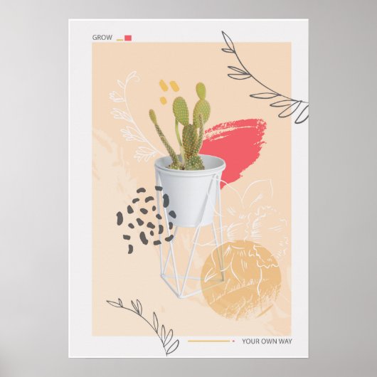 Abstract Cactus Plant Poster (Voorkant)