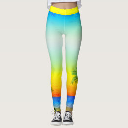 Abstract Caraïben Tropical Sky Seascape Scene Leggings