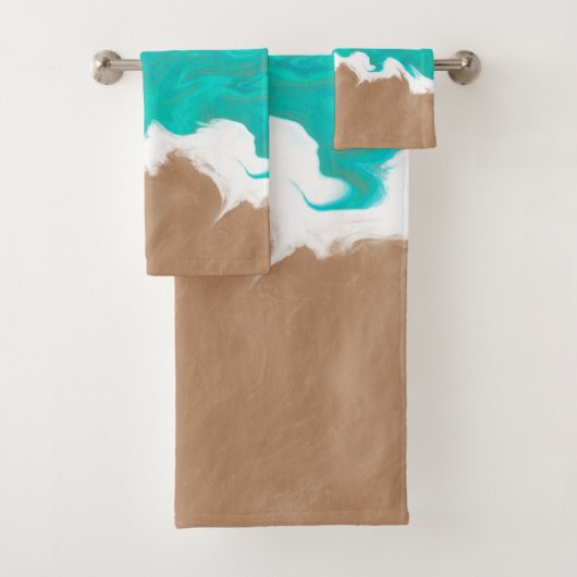 Abstract Caraïbisch Turquoise Zee Shores Beach Bad Handdoek (Insitu)