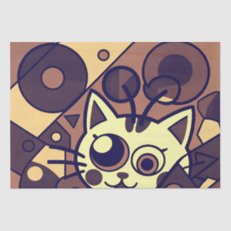 Abstract Cat Art Brown Beige Tissuepapier