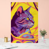 Abstract Cat: Pop Art Psychedelic Swirl Acryl Bord (Huwelijk)