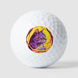 Abstract Cat: Pop Art Psychedelic Swirl Golfballen