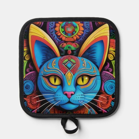 Abstract Cat With Yellow Eyes Pannenlap (Voorkant)