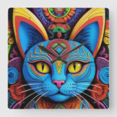 Abstract Cat With Yellow Eyes Vierkante Klok (Voorkant)