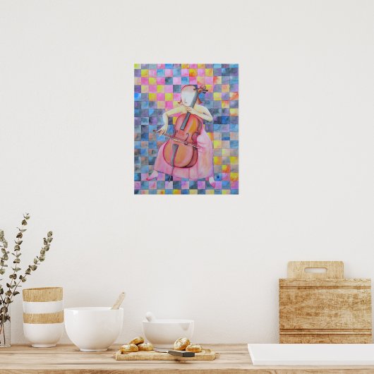 Abstract Cello-Vrouw Poster (Keuken)