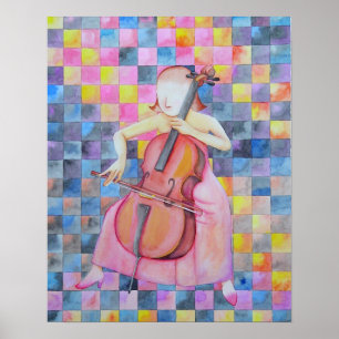 Abstract Cello-Vrouw Poster