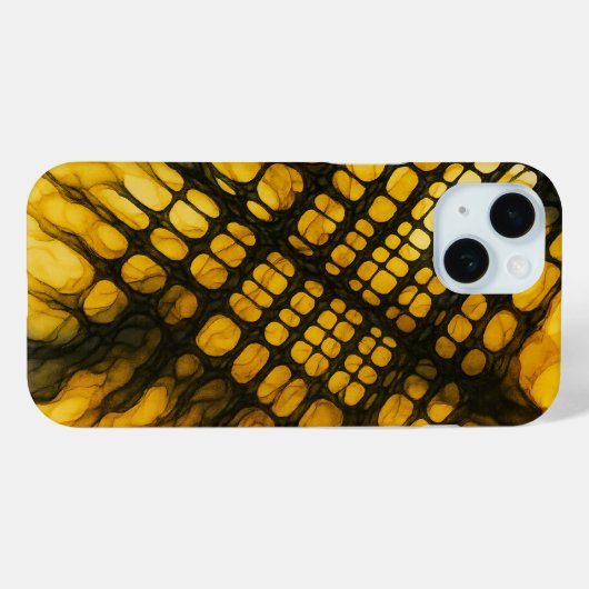 Abstract cellulair raster in geel en zwart Case-Mate iPhone case (Achterkant (horizontaal))