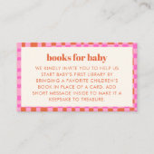 Abstract Check Pink Orange Baby Shower Books  Informatiekaartje (Voorkant)