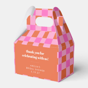 Abstract Checker Roze Aangepaste Trouw Bruiloft Da Bedankdoosjes