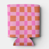 Abstract Checker Roze Oranje Aangepaste Bruidsdouc Blikjeskoeler (Achterkant)
