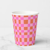 Abstract Checker Roze Sinaasappel Custom 21st Verj Papieren Bekers (Achterkant)