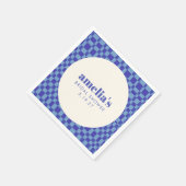 Abstract Checkerboard Blauw Aangepaste Bruidsfeest Servet (Hoek)