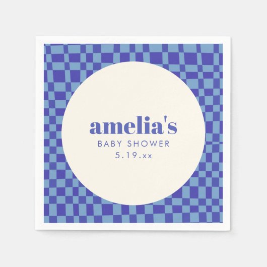 Abstract Checkerboard Blue Custom Baby Shower Servet (Voorkant)